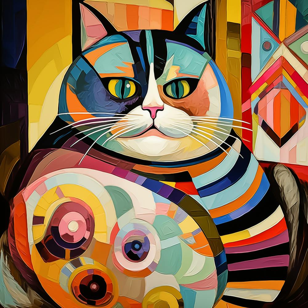 Funny Fat Cat In The Style Of Picasso2