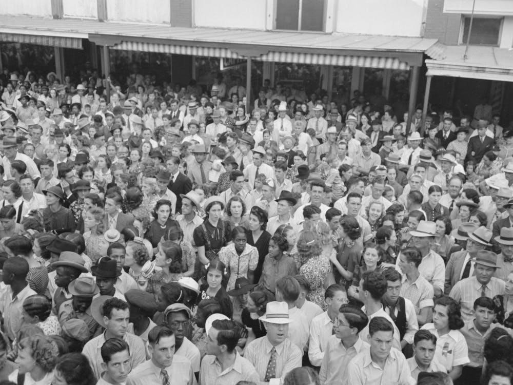 Crowd Of People Waiting For Cajun Band Contest To Begin, National Rice Festival, Crowley, Louisiana By Russell Lee