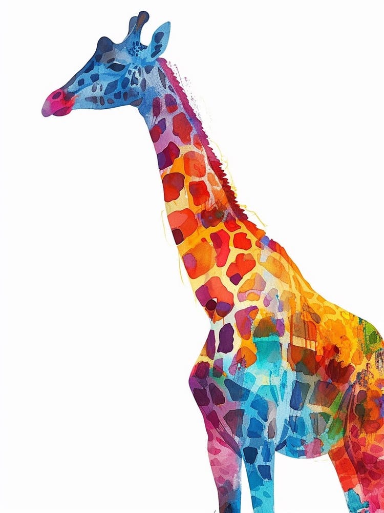 Aquarell Regenbogen Giraffe 1