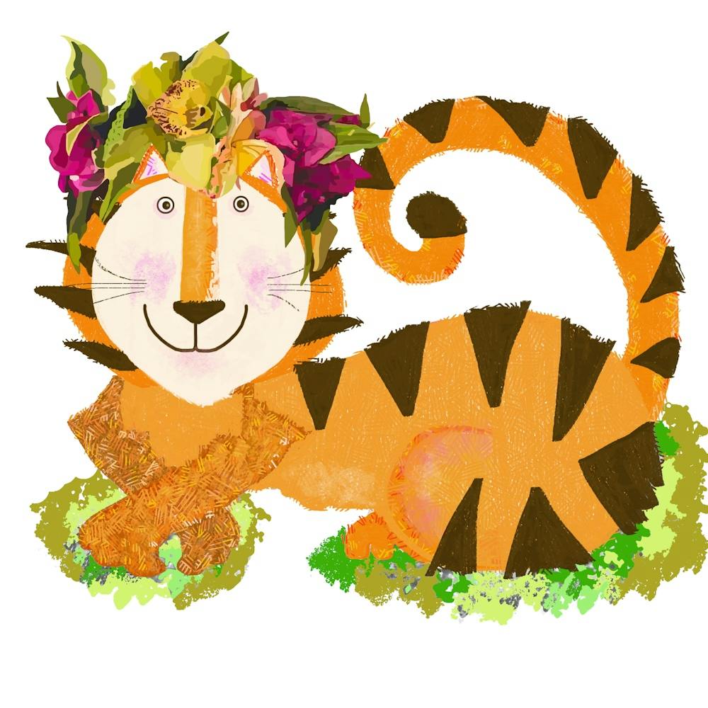 Tiger With Flower Crown