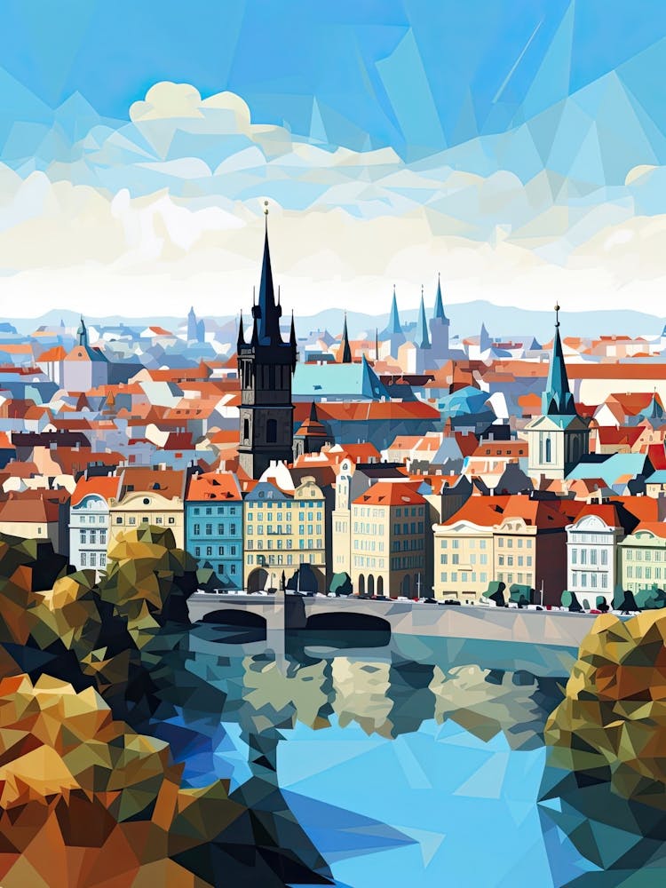 Prague, Czech Republic, Geometric Illustration 3