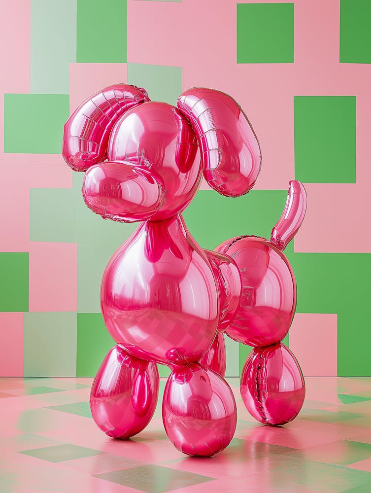 Balloon Dog Wall Art, Preppy Pink Prints Boho Eclectic Décor Funny