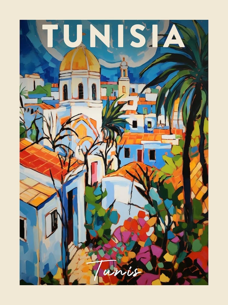 Tunis Tunisia 2 Fauvist Painting Travel Poster