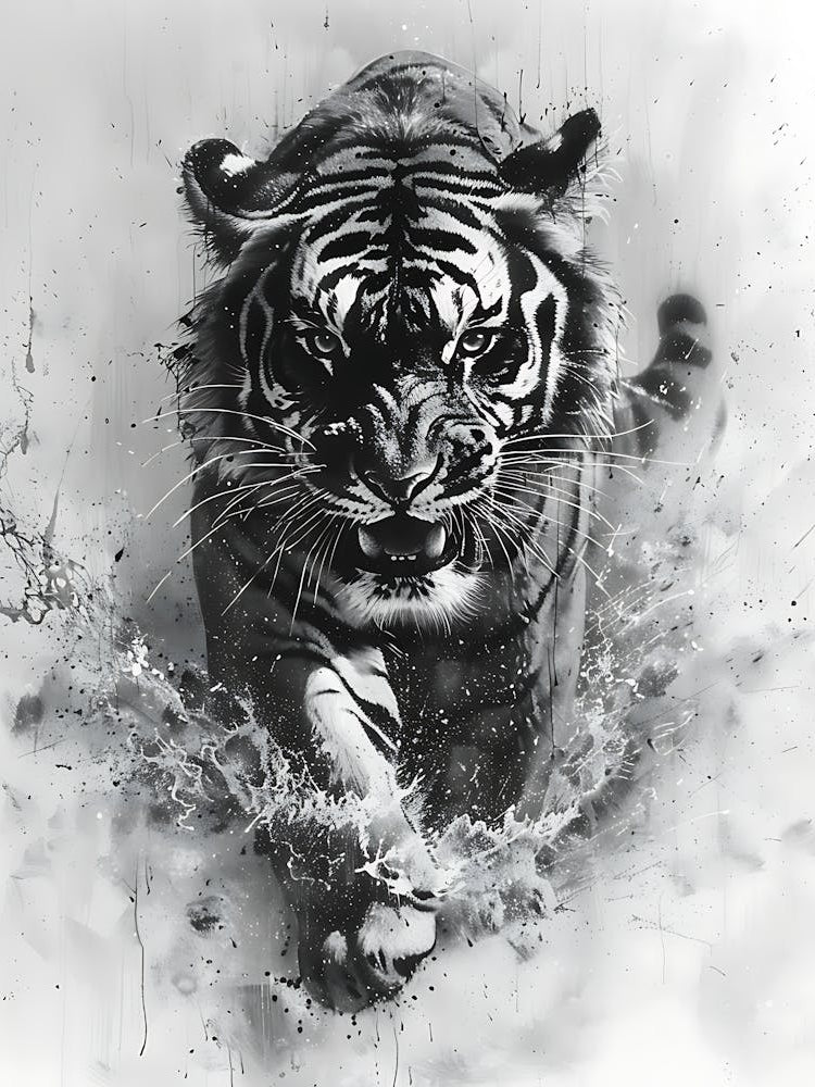Badass Angry Tiger Ink Painting 12