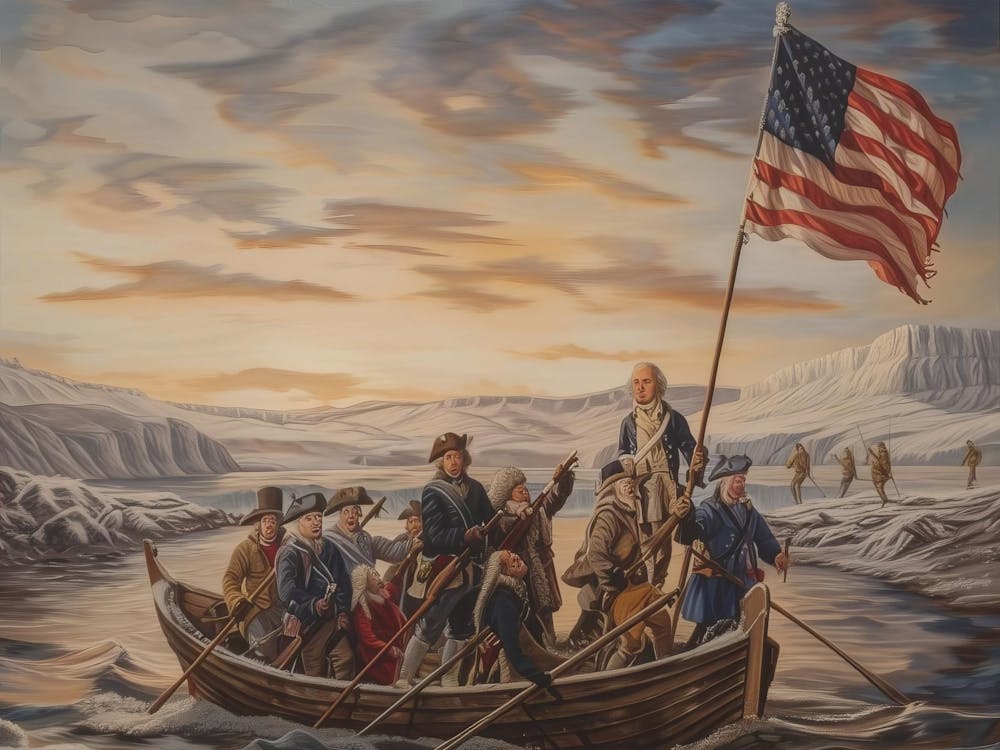 George Washington Crossing Of The Delaware River Painting (1776) Historical Art, Wall Art, Home Decor, Office Decoration, Canvas Print