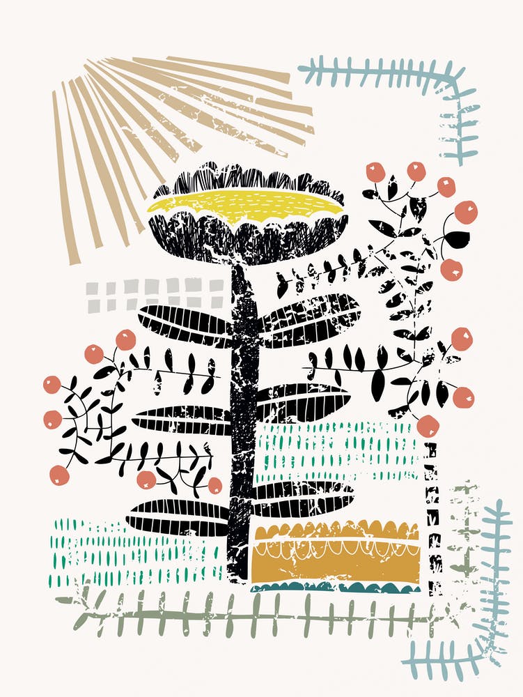Block print bold flower