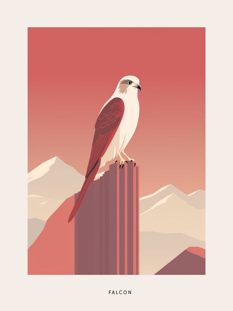 Minimalist Falcon 5 Bird Poster