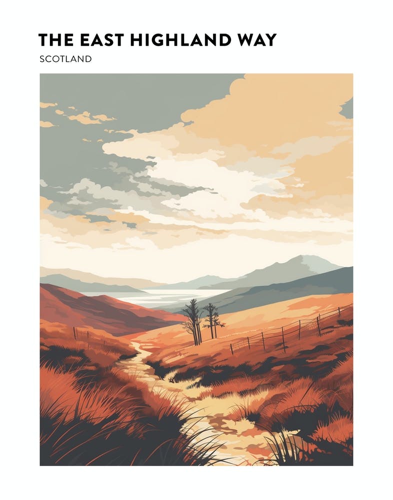 The East Highland Way Scotland 4 Affiche Paysage de Sentier de Randonnée