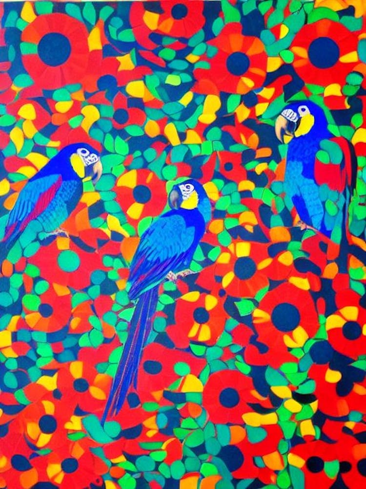 Macaw Yayoi Kusama Style Illustration Bird