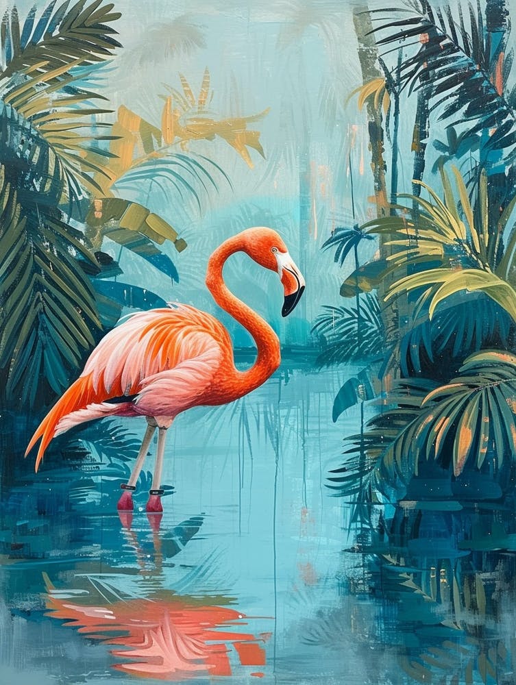 Greater Flamingo Pakistan Tropical Illustration 3