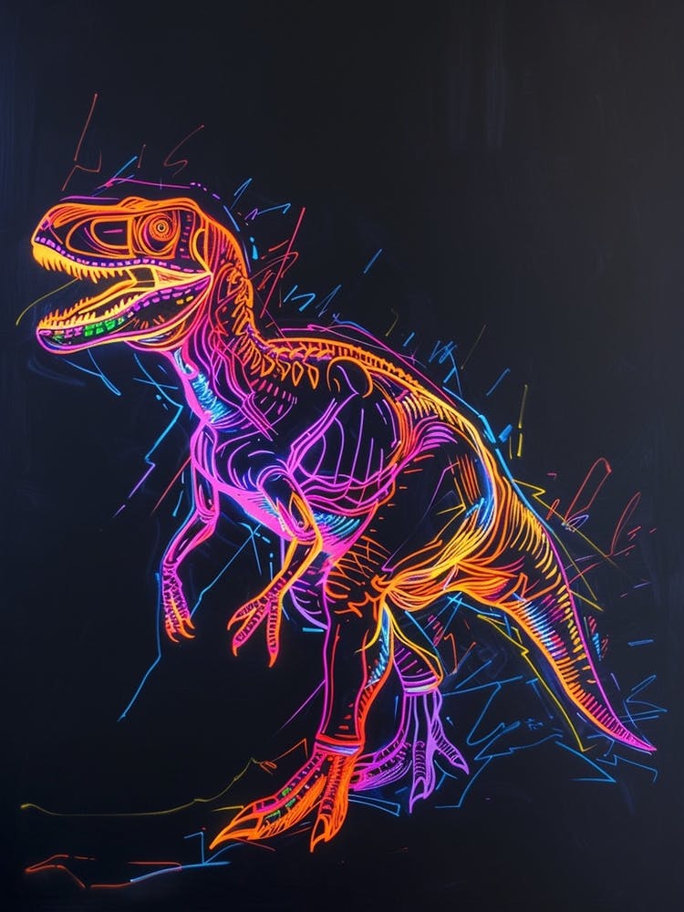 Neon Dinosaur Scribble 1
