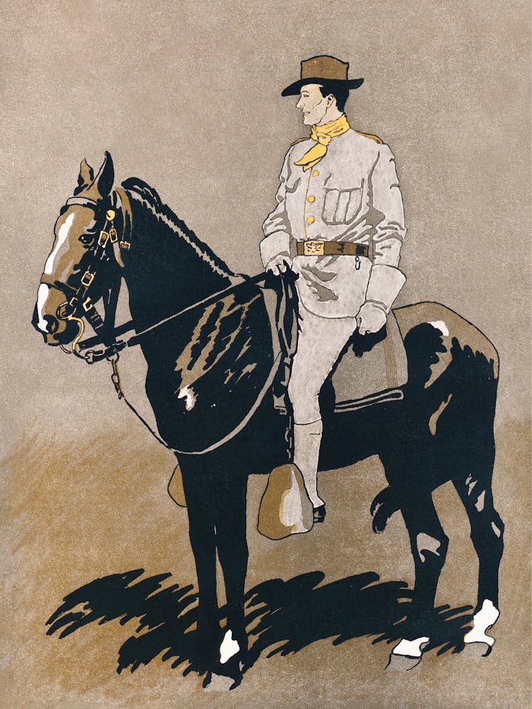 Soldier Riding A Horse (1898), Edward Penfield