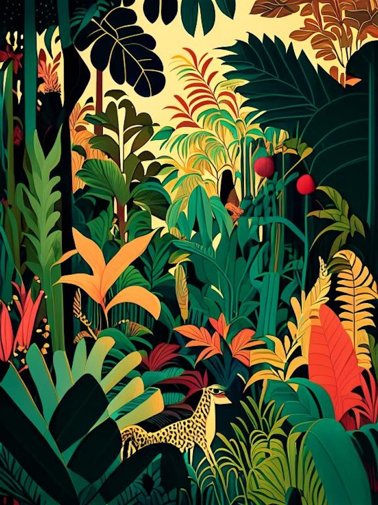 Jungle de Paradis Tropical 1 Inspiré par Rousseau