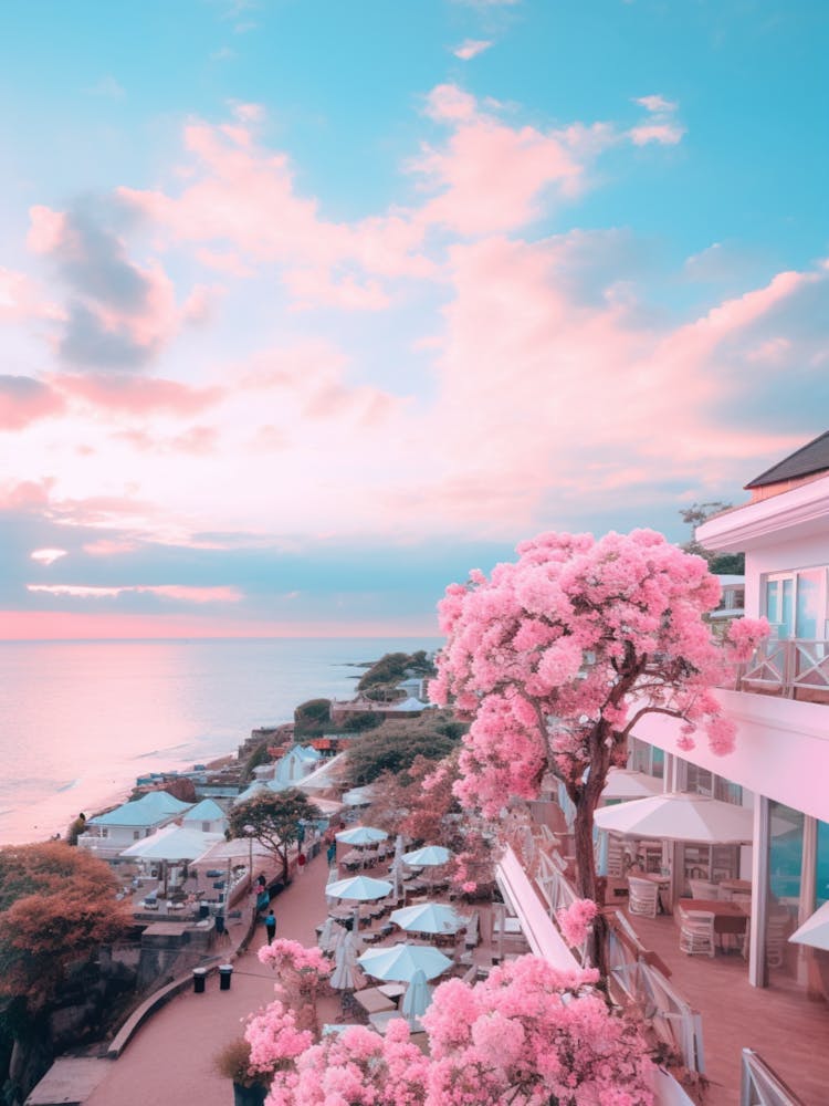 Jimbaran Beach Bali Indonesia Turquoise And Pink Tones 2