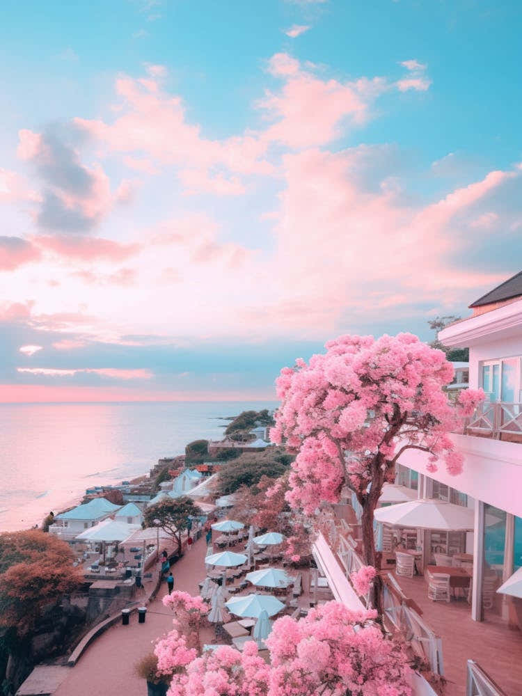 Jimbaran Beach Bali Indonesia Turquoise And Pink Tones 2