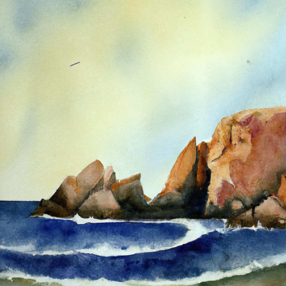 Watercolour  Of Rocks