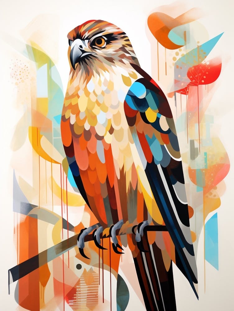 Bird Painting Collage Hawk 1