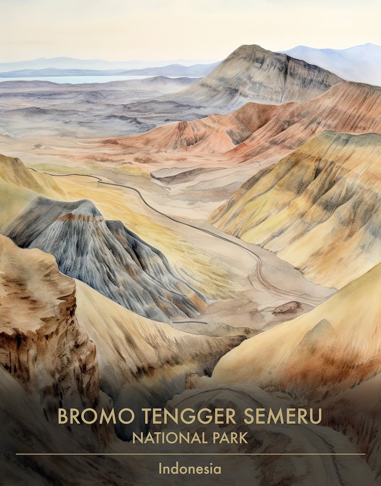 Bromo Tengger Semeru National Park Indonesia Watercolour 3
