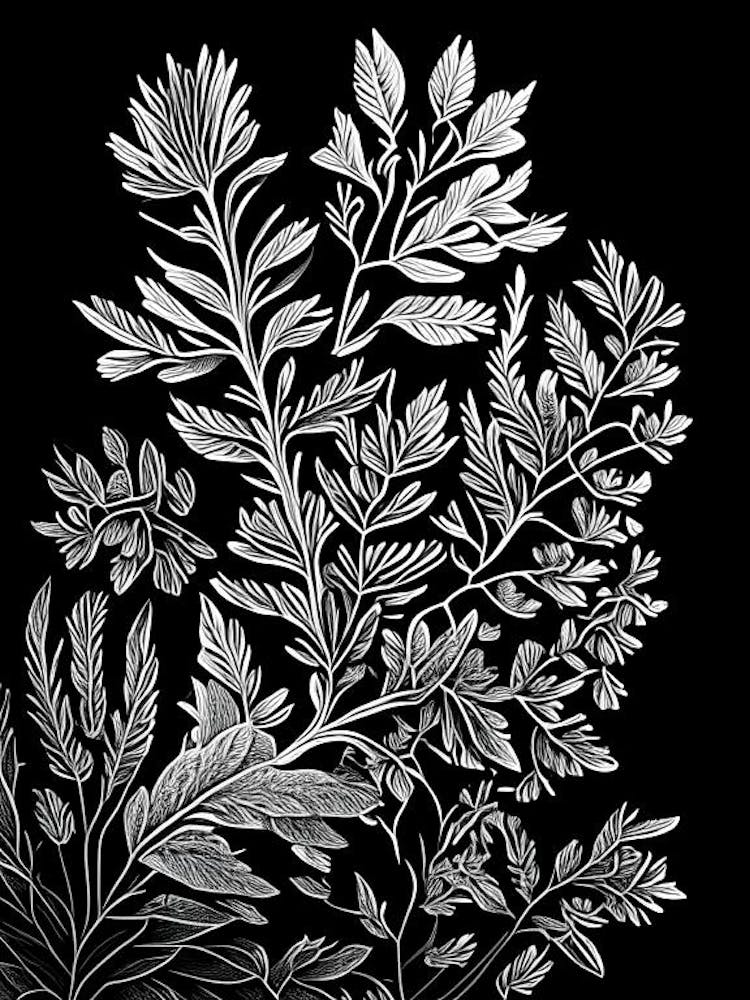 Thyme Leaf Linocut 1