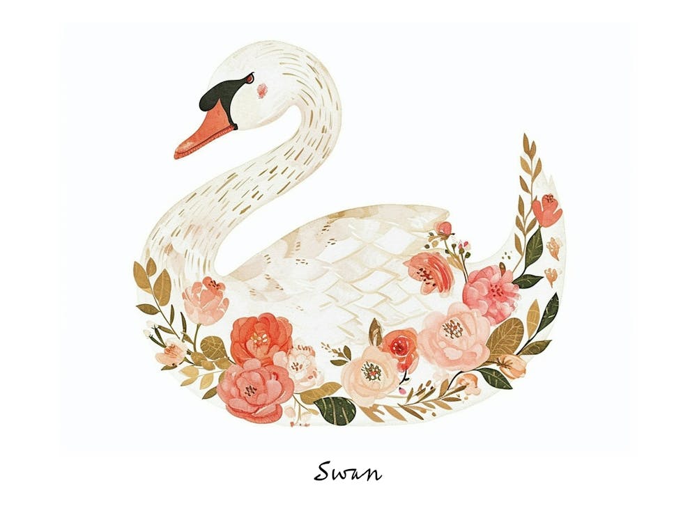 Little Floral Swan 1 Poster