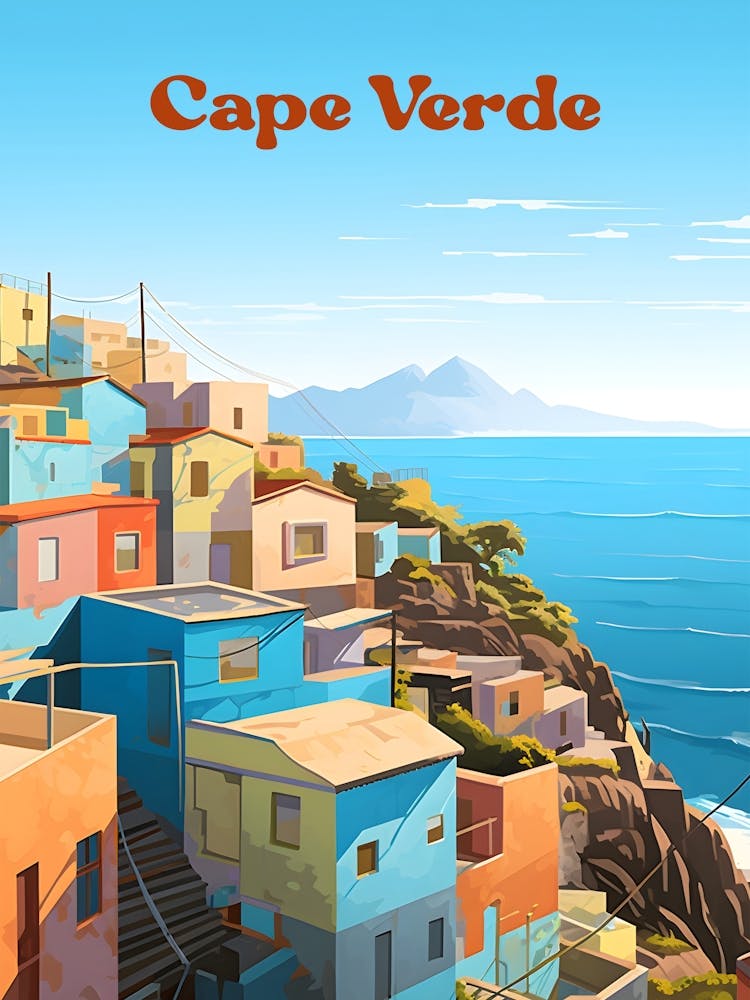 Cape Verde Africa Coastal Modern Travel Illustration