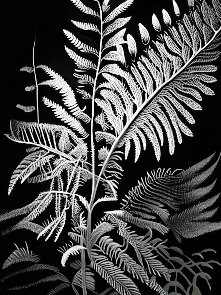 Sensitive Fern Linocut