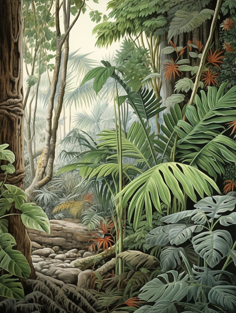 Vintage Jungle Botanical Illustration Monstera 1