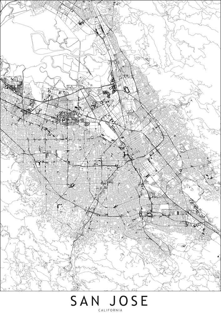 San Jose White Map
