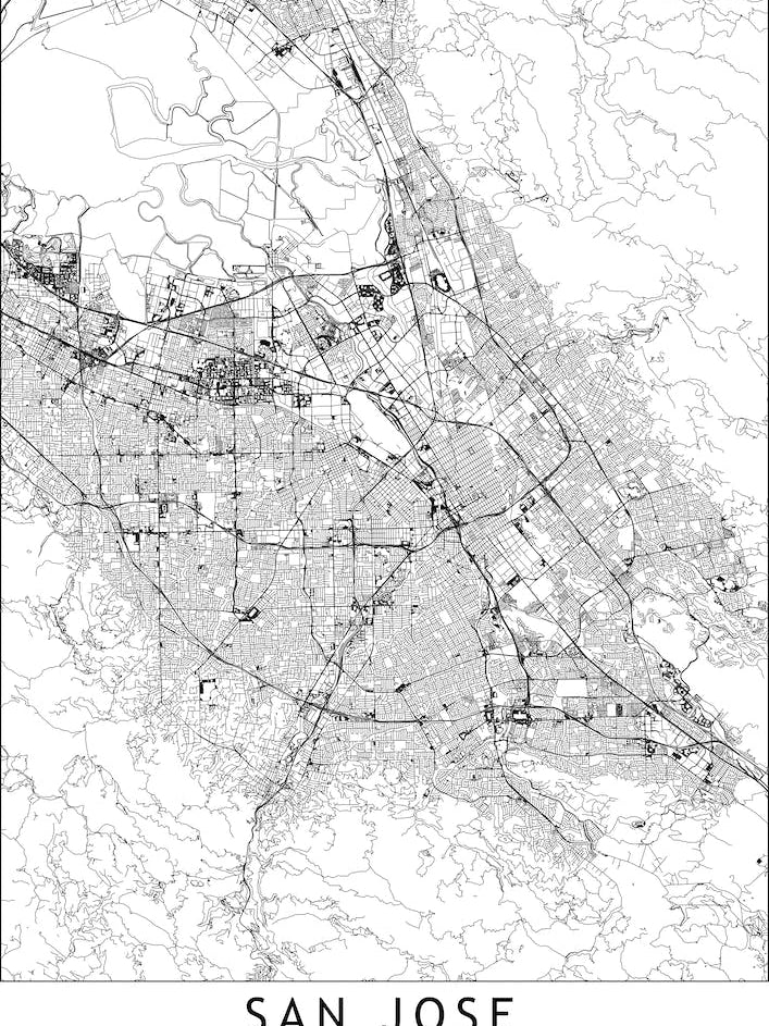 San Jose White Map