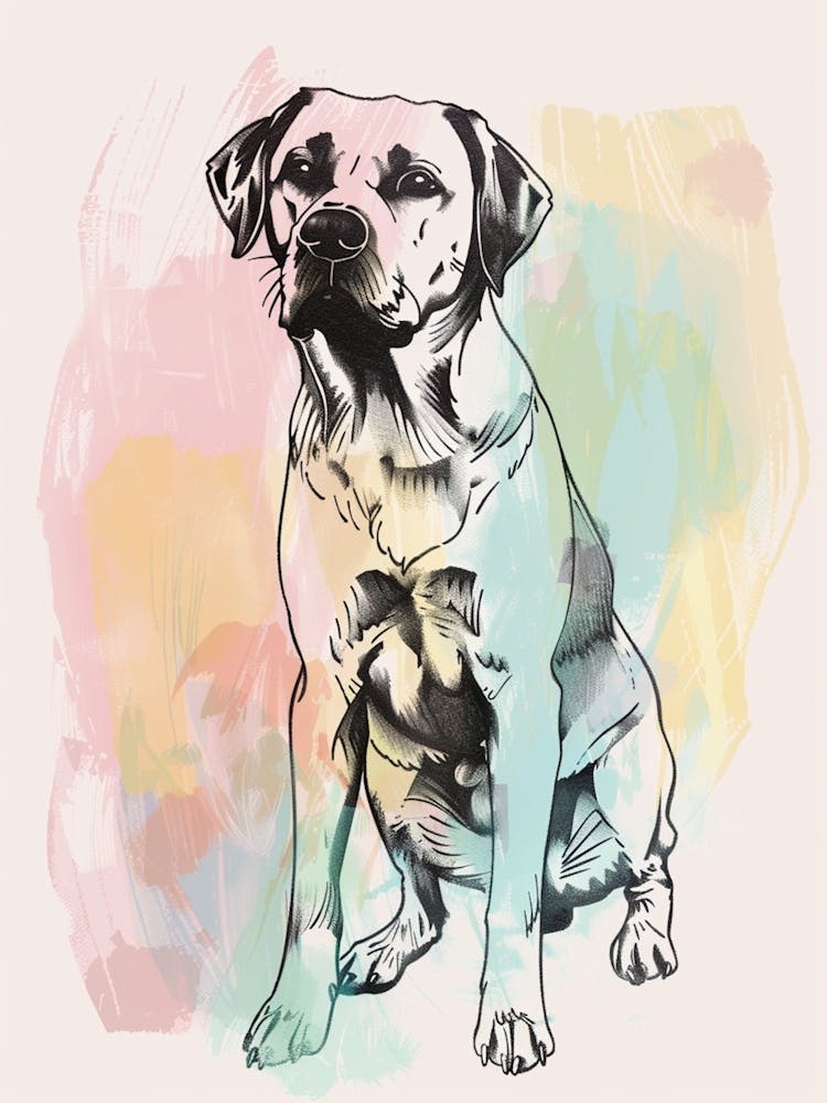 Labrador Dog Pastel Line Watercolour Illustration  3