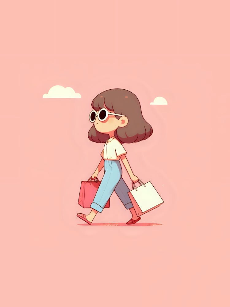 Girl With Shopping Bags 1