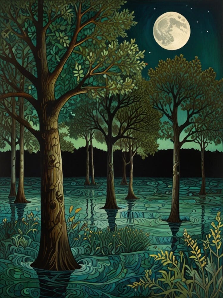 William Morris Moonlight In The Swamp 1