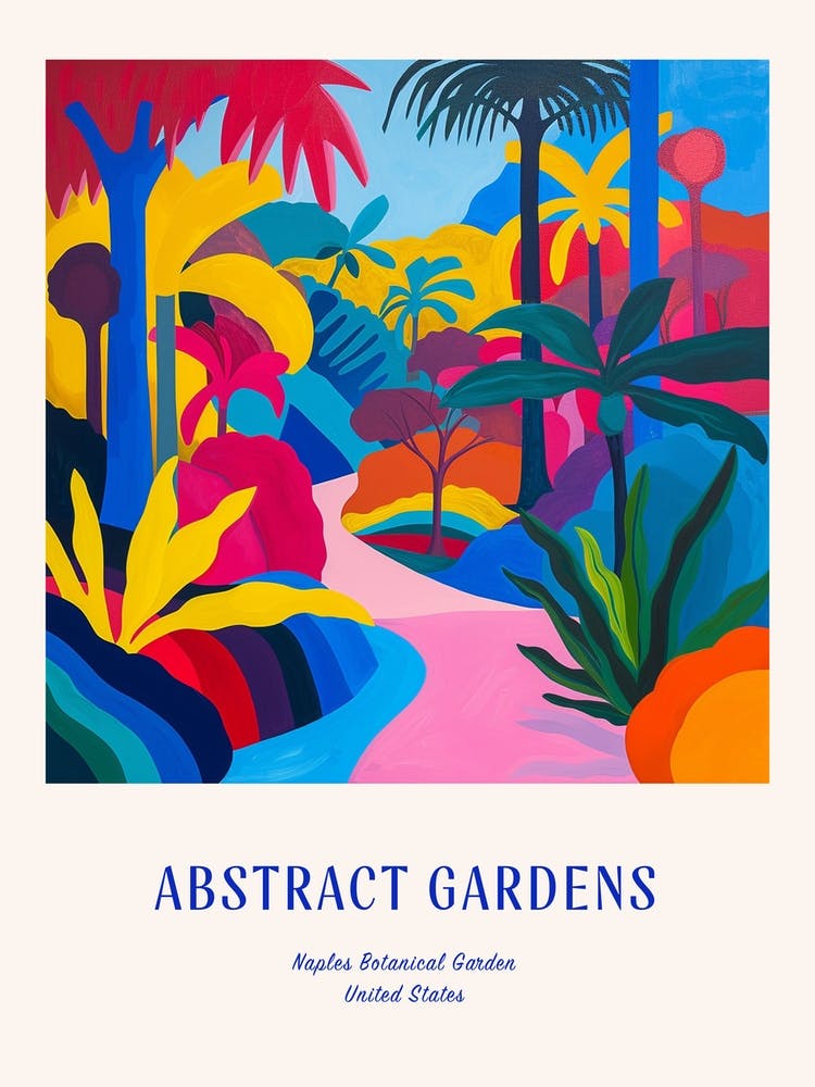 Colourful Gardens Naples Botanical Garden Usa 2 Blue Poster