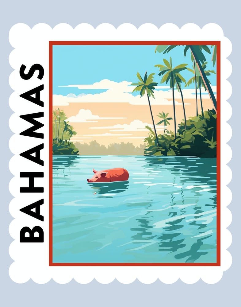 Bahamas Travel Stamp Poster