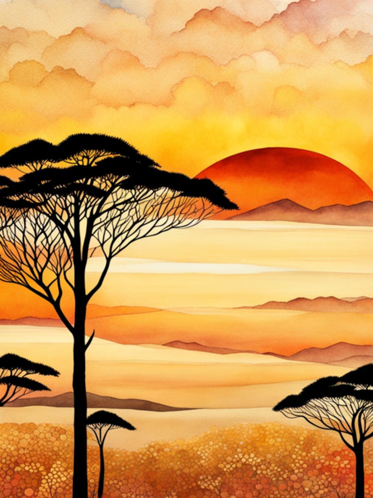 African Sunset Painting