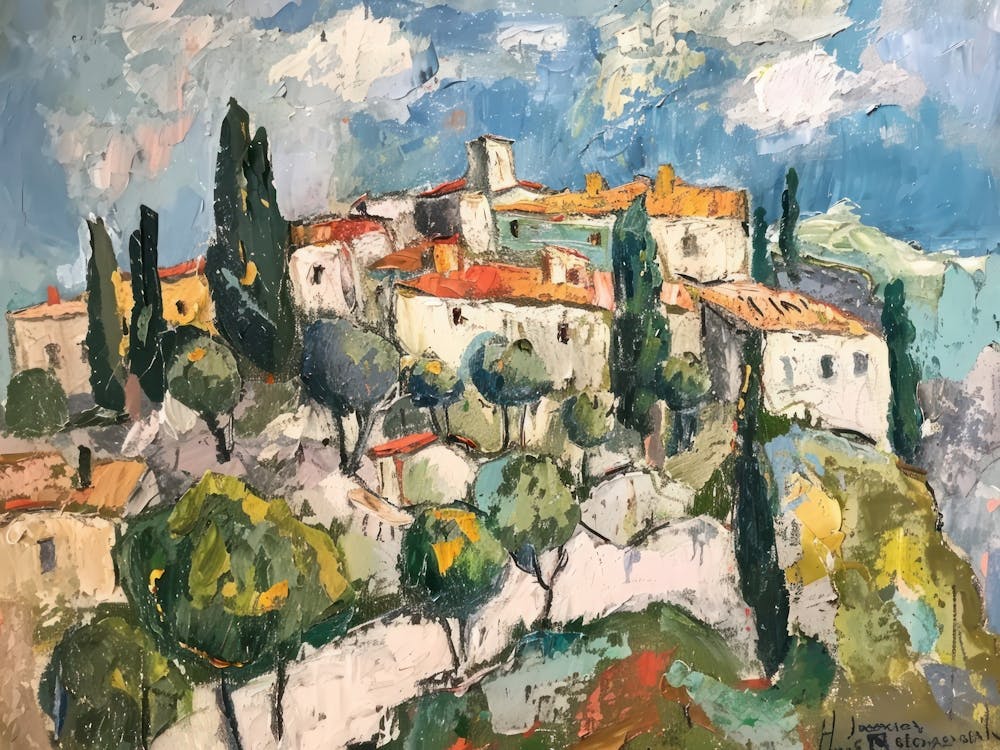 Vibrant Hills Painting Inspired By Paul Cezanne
