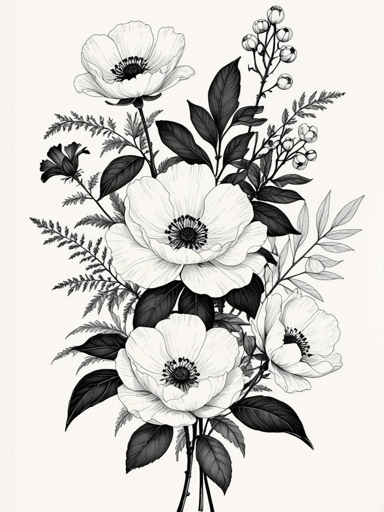 Black And White Flowers 1