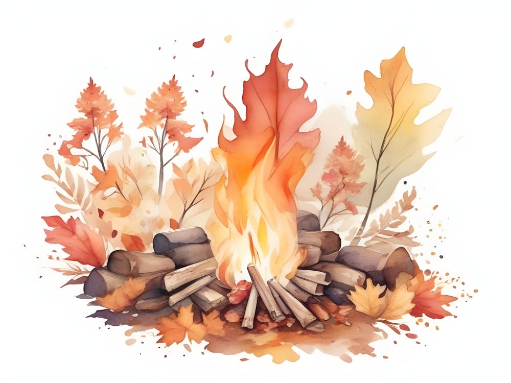 Watercolor Autumn Fire