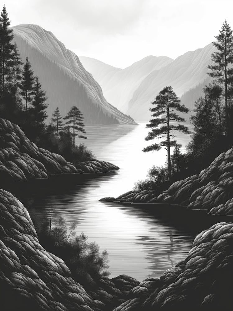 Black And White Landscape Painting