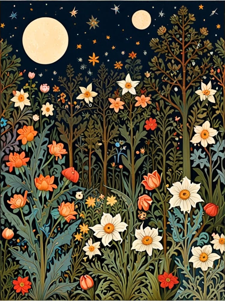 william morris Night In The Garden 1