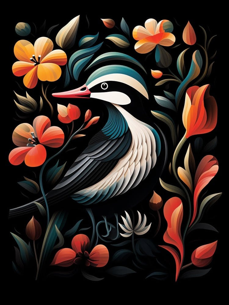 Folk Bird Illustration Bufflehead 2