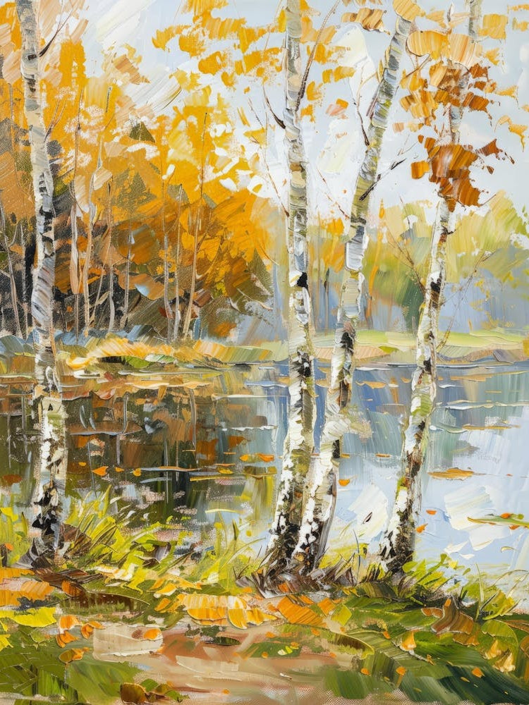 Birch Trees By The Lake 8
