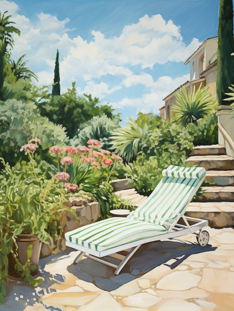 Sun Lounger By The Pool In Spanish Countryside