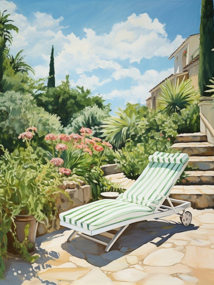 Sun Lounger By The Pool In Spanish Countryside