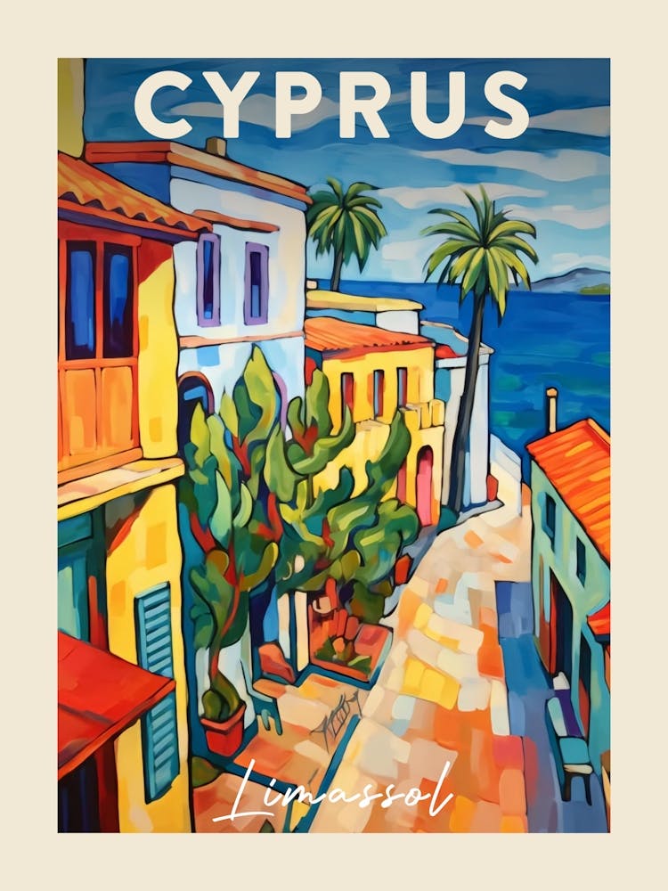 Limassol Cyprus 1 Fauvist Painting  Travel Poster