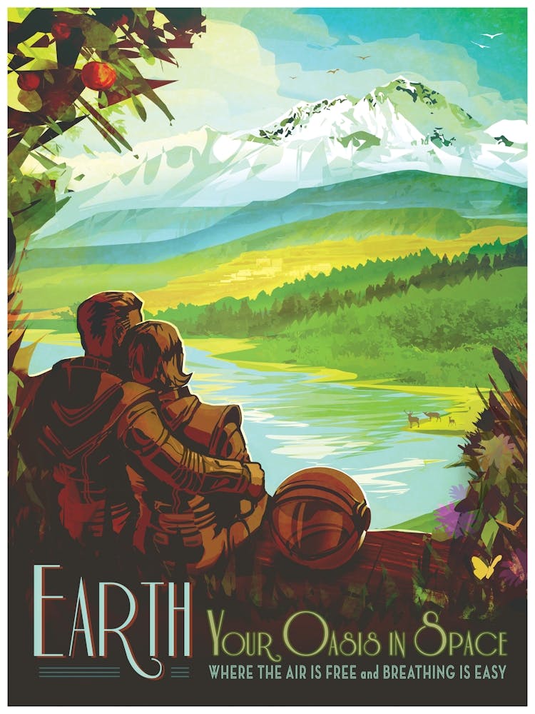 Earth, NASA Vintage Style Space Poster