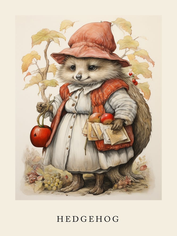 Beatrix Potter Inspired  Animal Watercolour Hedgehog 3