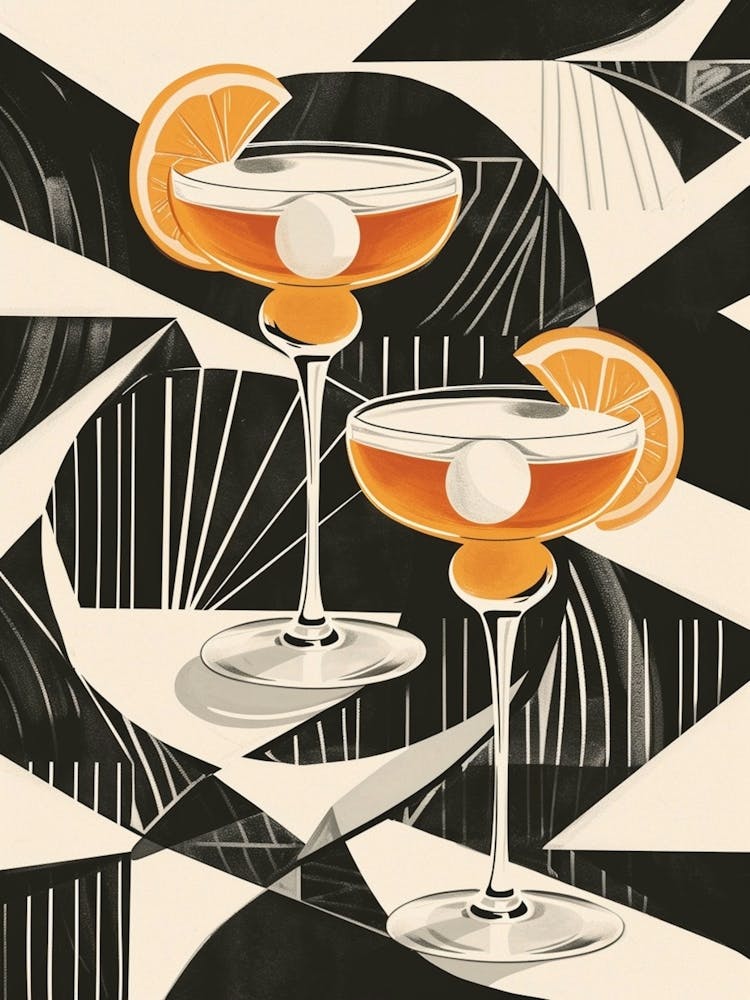 Art Deco Cocktails With Black & White Pattern