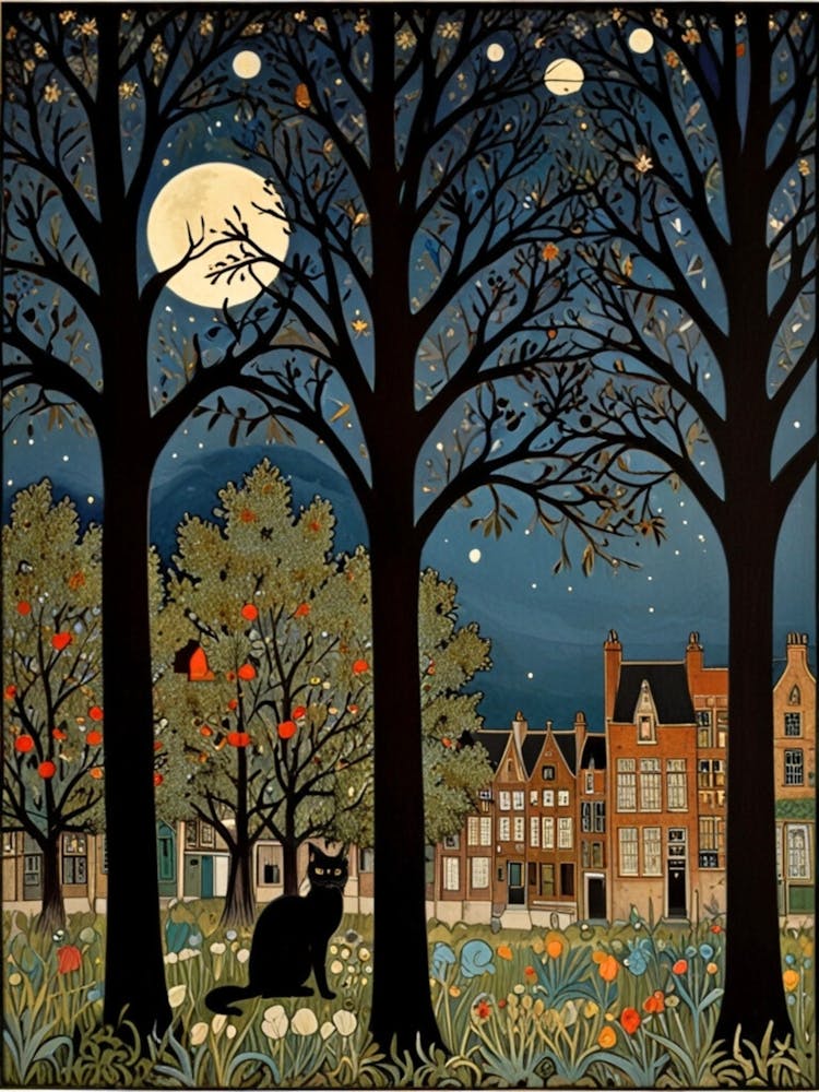 William Morris Cat In The Moonlight 30