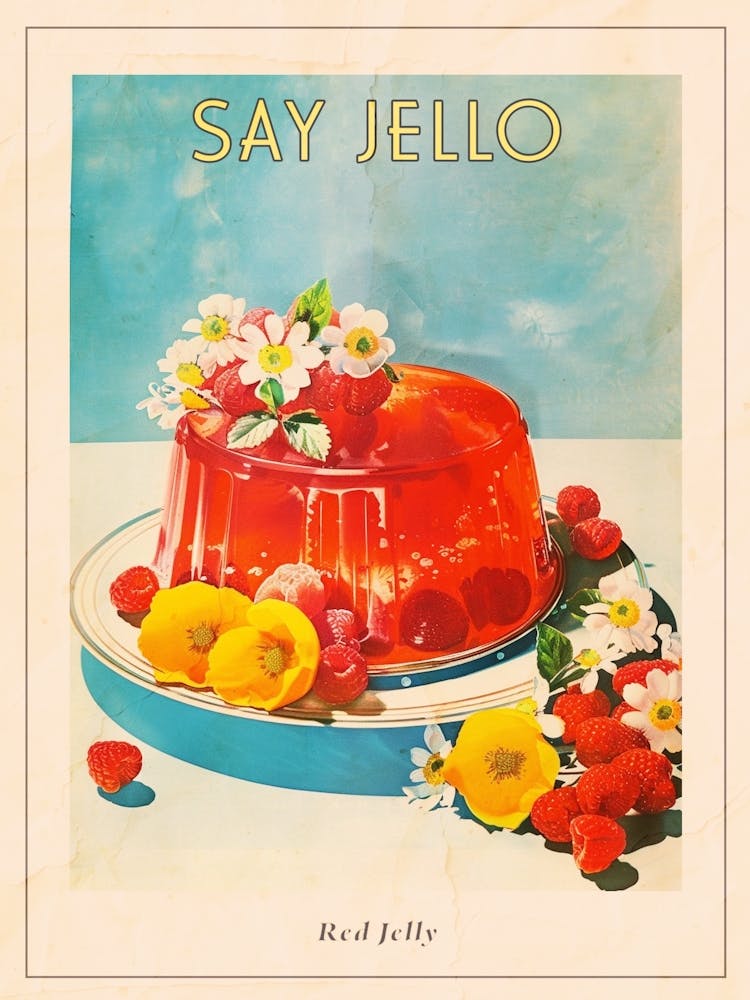Red Jelly Vintage Cookbook Inspired 2 Poster
